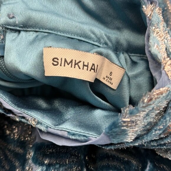 🆕 SIMKHAI 🧿 NWOT Halen Draped Velvet Mini Dress, Celestial Blue - Sz US 6 - Picture 13 of 15
